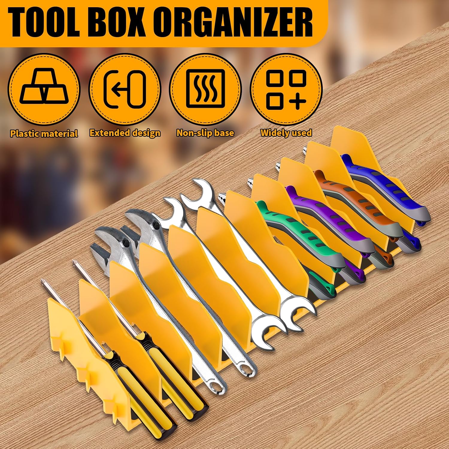 Plier Organizer Rack, 10-Slot Pliers Cutters Organizers Racks, Durable & Long-Lasting Tool Storage Box Rack with Non-Slip Rubber Base, Pliers Holder Tool Organizer, Tools Drawer Toolbox Storage image 5