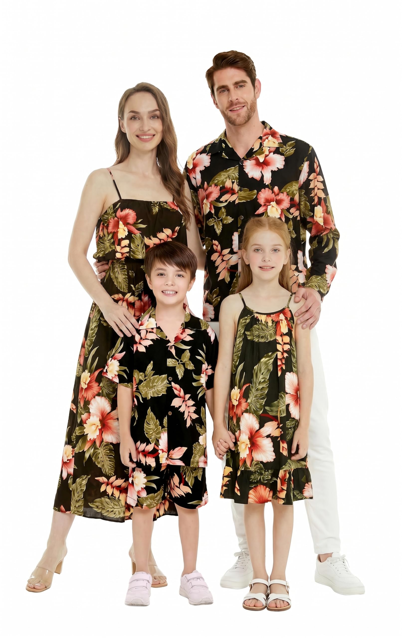 Family Matching Hawaiian Clothes, Black Rafelsia