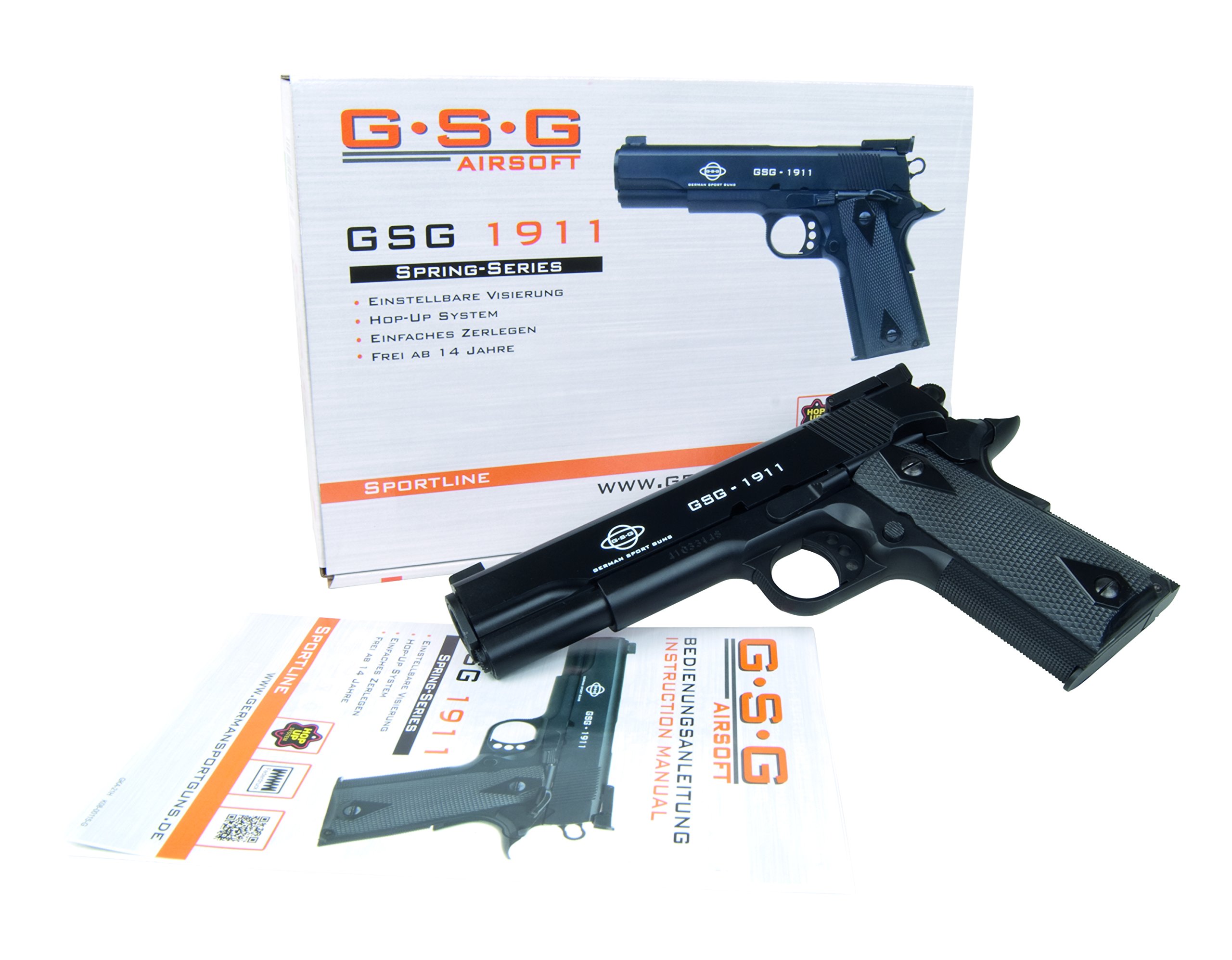GSG Softair Pistole 1911 Kaliber Federdruck, Schwarz, 6 mm, 204656