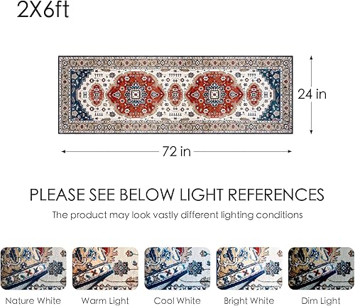Miniatura 2 de Alfombra de área larga lavable de 2 x 6 pies, antideslizante, alfombra de pasillo para interiores, alfombra de piso suave, para pasillos, entrada,