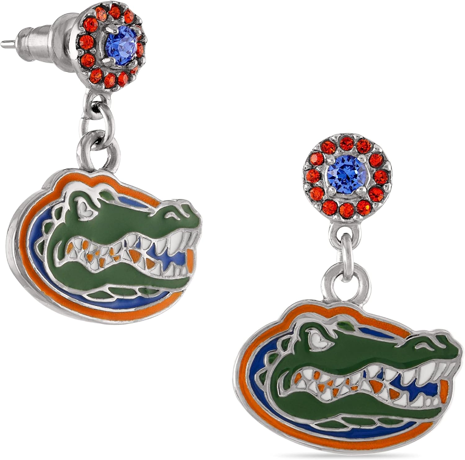 Gator Earrings for Women Gifts - Florida Gators Stud Earrings and Crystal Drop Earrings Set - Stainless Steel Hypoallergenic Earrings for Women - Game Day Gear and Unique Gifts for Women