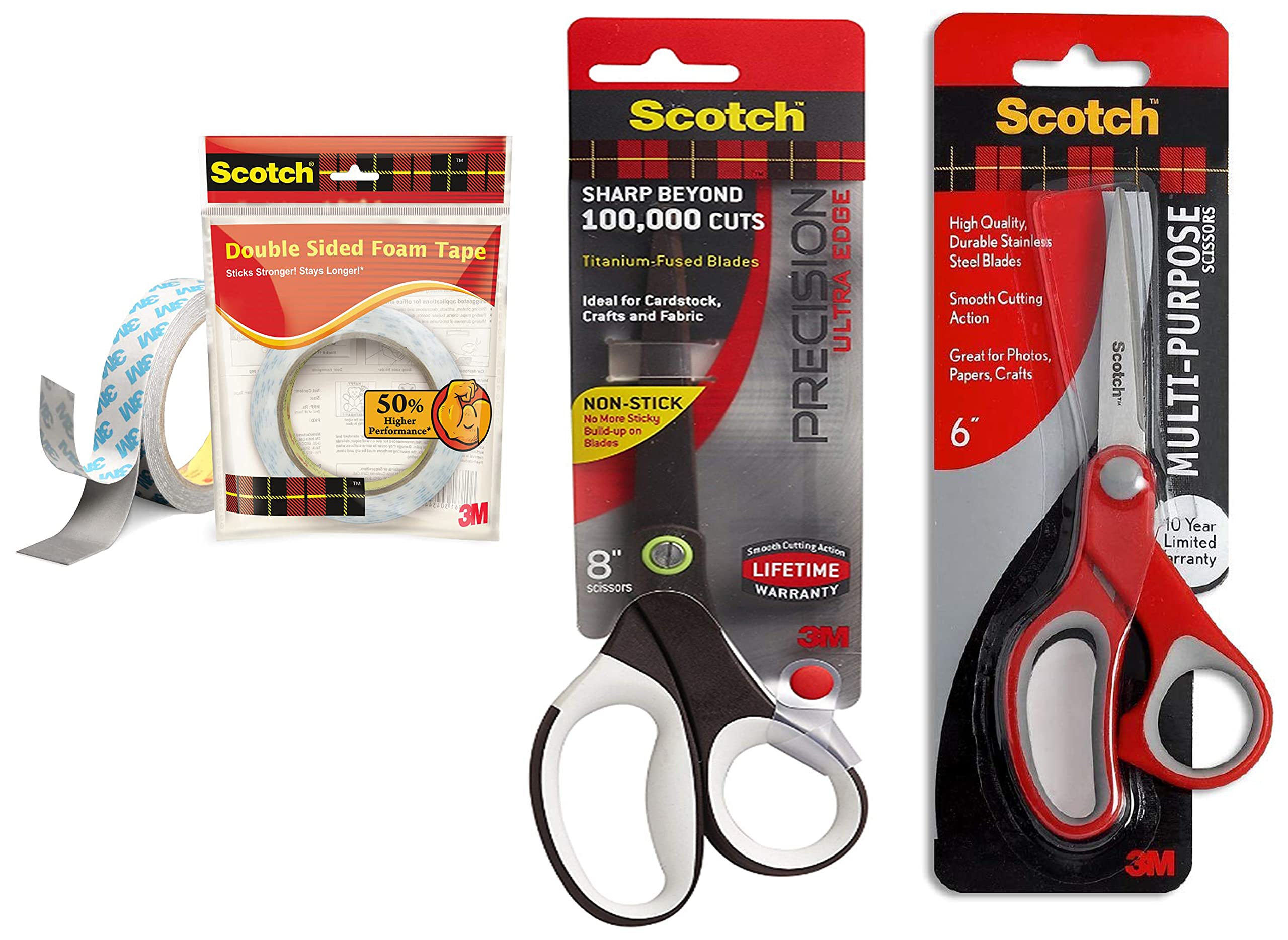 Scotch 3M Double Sided Foam Tape & 3M Scissors, 6" & 3M Titanium Scissors, 8" (B0B9RKM46N) Amazon Price History, Amazon Price Tracker