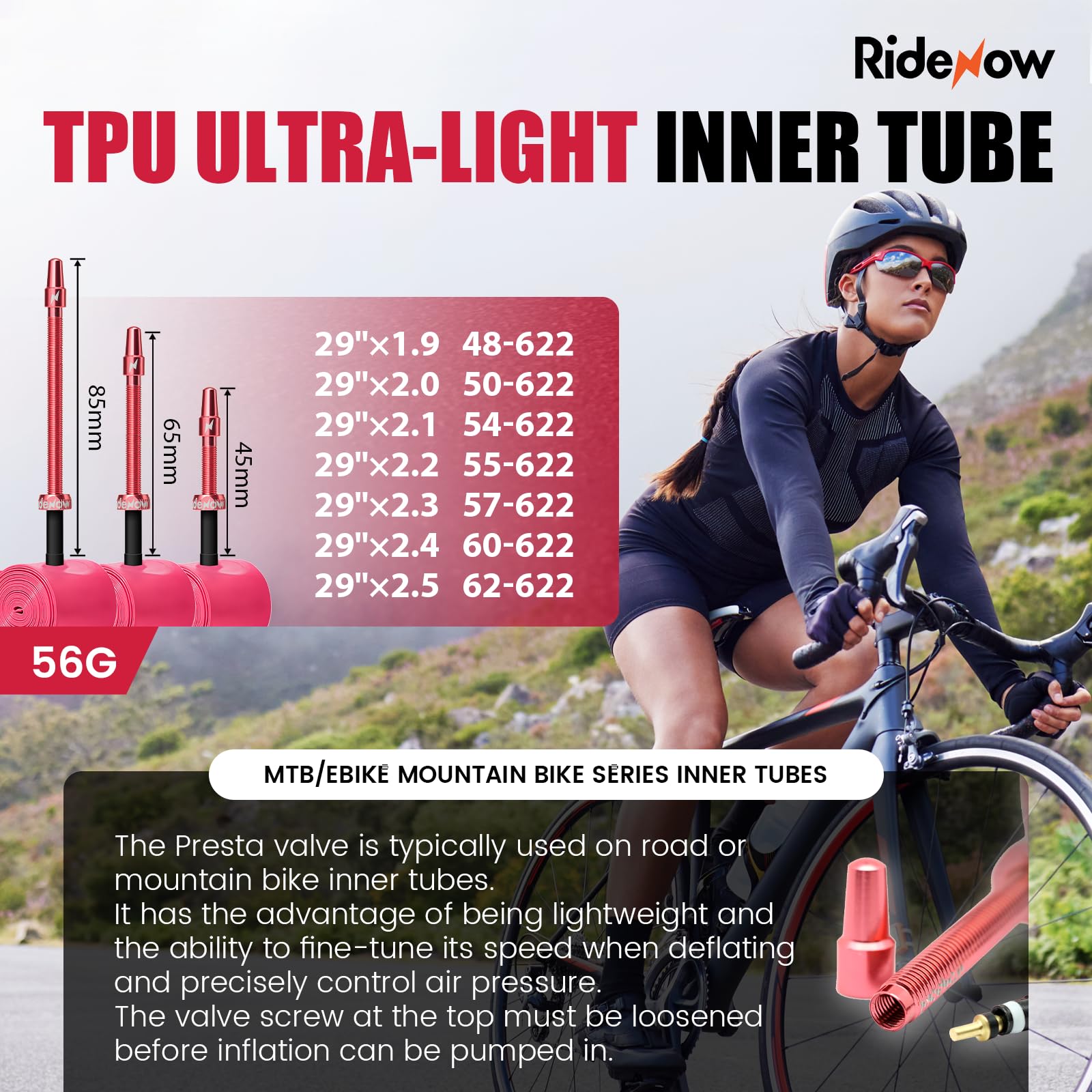 RideNow Bike Inner Tube, 2-Pack MTB 29