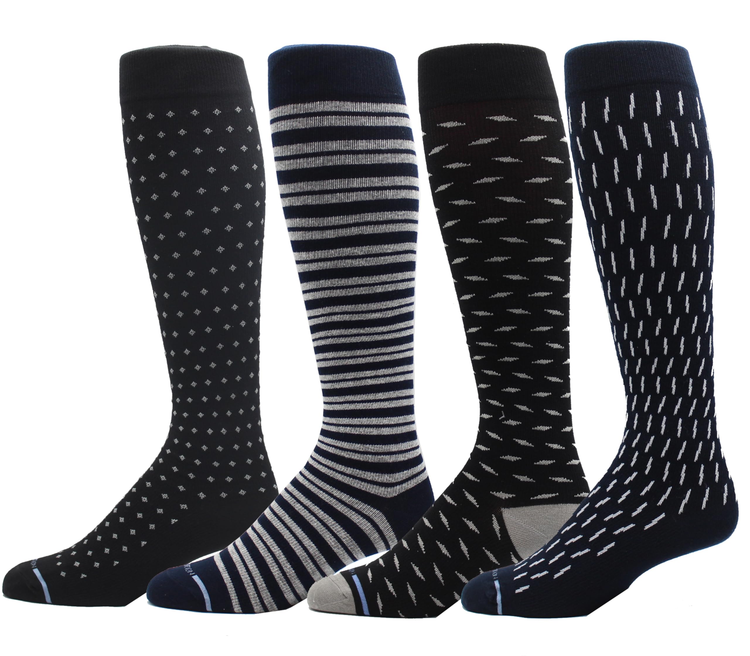 Dr. Motion 4 Pairs Men's Athletic Traveler Graduated Compression Knee High Socks (Mcomp-SL7)