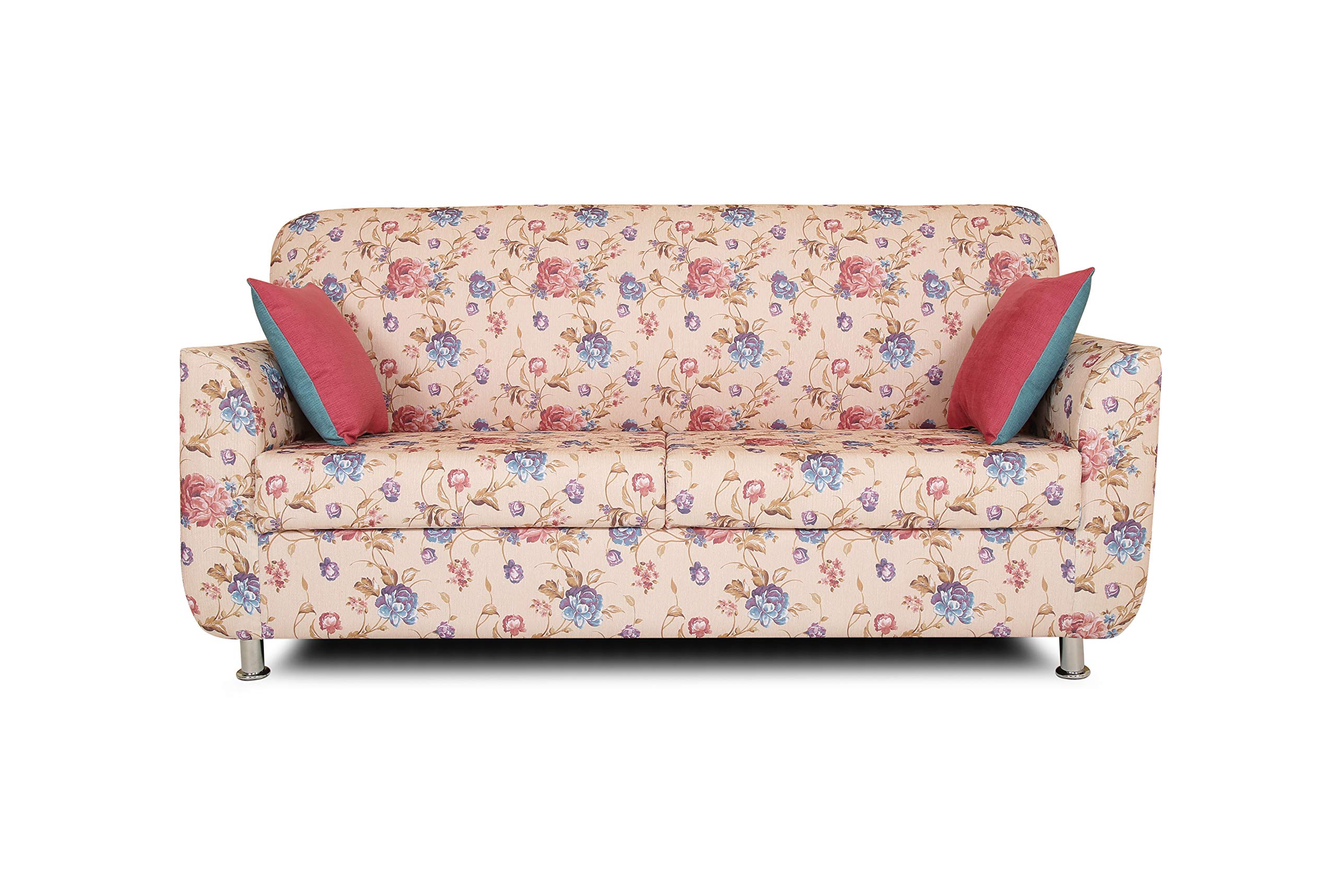 Adorn India Roselyn 2 Seater Sofa Digitel Print (Beige), Wood, Foam