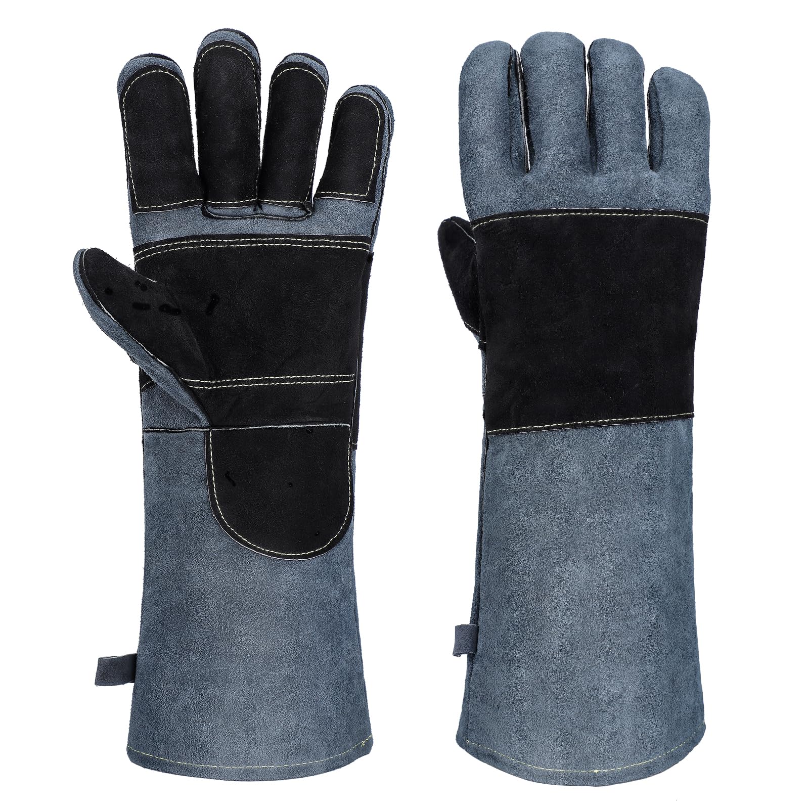 Animal Handling Gloves Bite Proof, Heavy Duty Puncture Resistant Gloves for  Cat Grooming, Welding Gloves, Gardening Gloves, 16 inch Grey Black