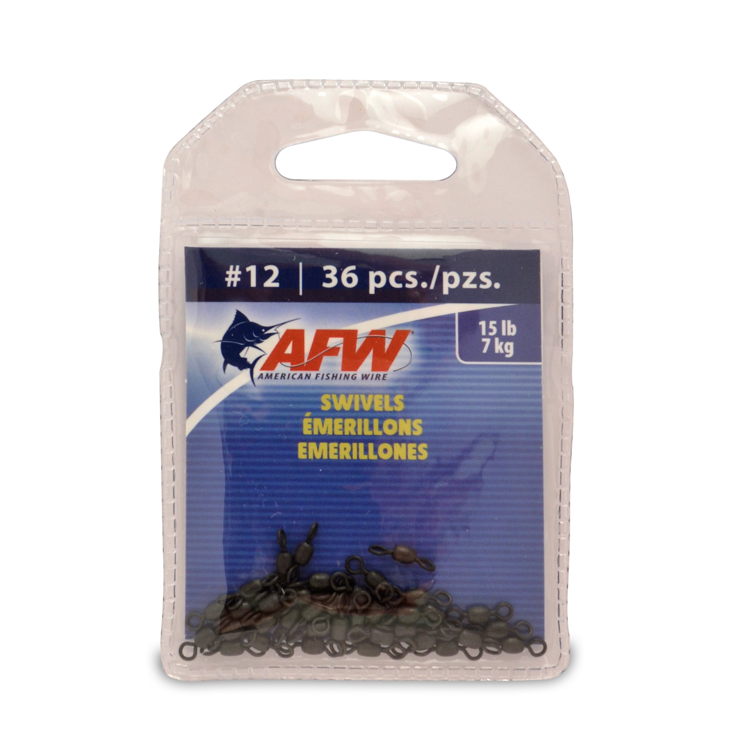AFW American Fishing Wire Brass Swivels, Black Color, Size 12, 15 Pound Test, 36-Pieces