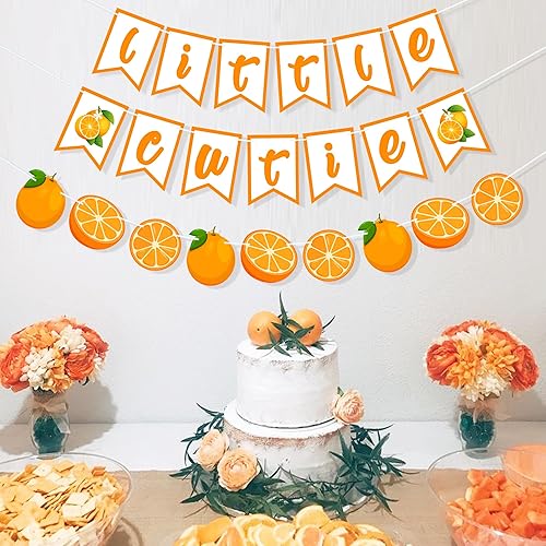 Miniatura 5 de Uniwish Cartel de arpillera para decoración de baby shower, guirnalda naranja, cítricos, temática naranja, decoración de fiesta de cumpleaños,