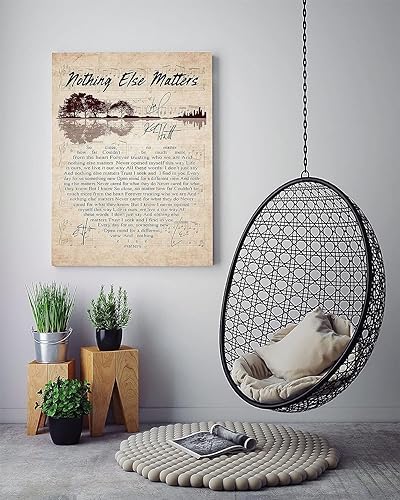 Miniatura 3 de DTD GLOBAL Guitar Lake Nothing Else Matter - Letras de canciones de corazón, lienzo para decoración del hogar, envolturas enmarcadas de galería de