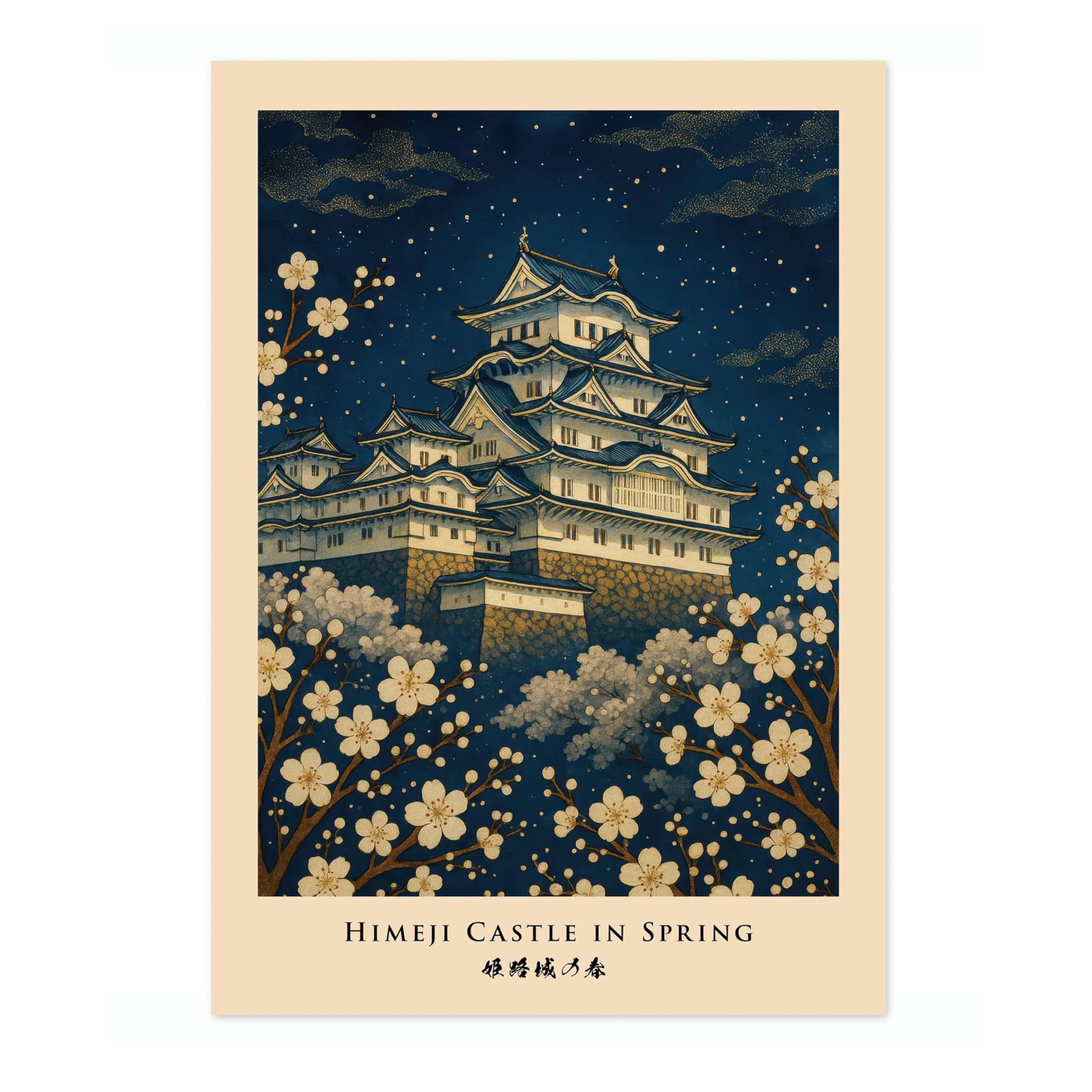 Animato Himeji Castle In Spring Poster, Vintage Japanese Travel Print, Retro Wall Art Décor, A4 (Print Only) - 29.7x21cm — image 1