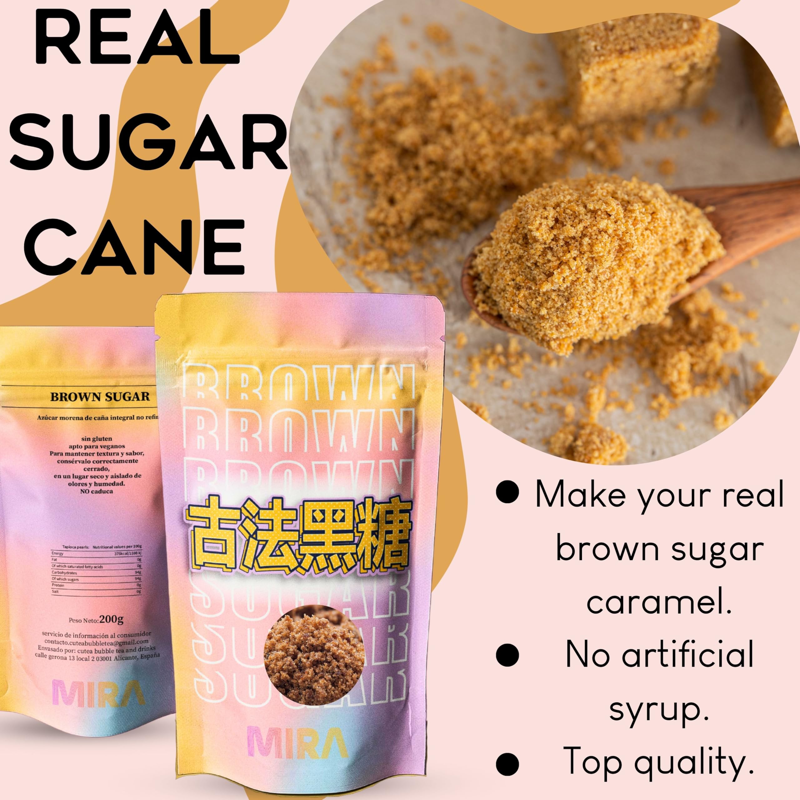 CUTEA™ Kit de té de burbujas - Sabor azúcar moreno - regalo San Valentín - Regalo para hombre y mujer (4 porciones, pajitas incluidas) - Sin gluten