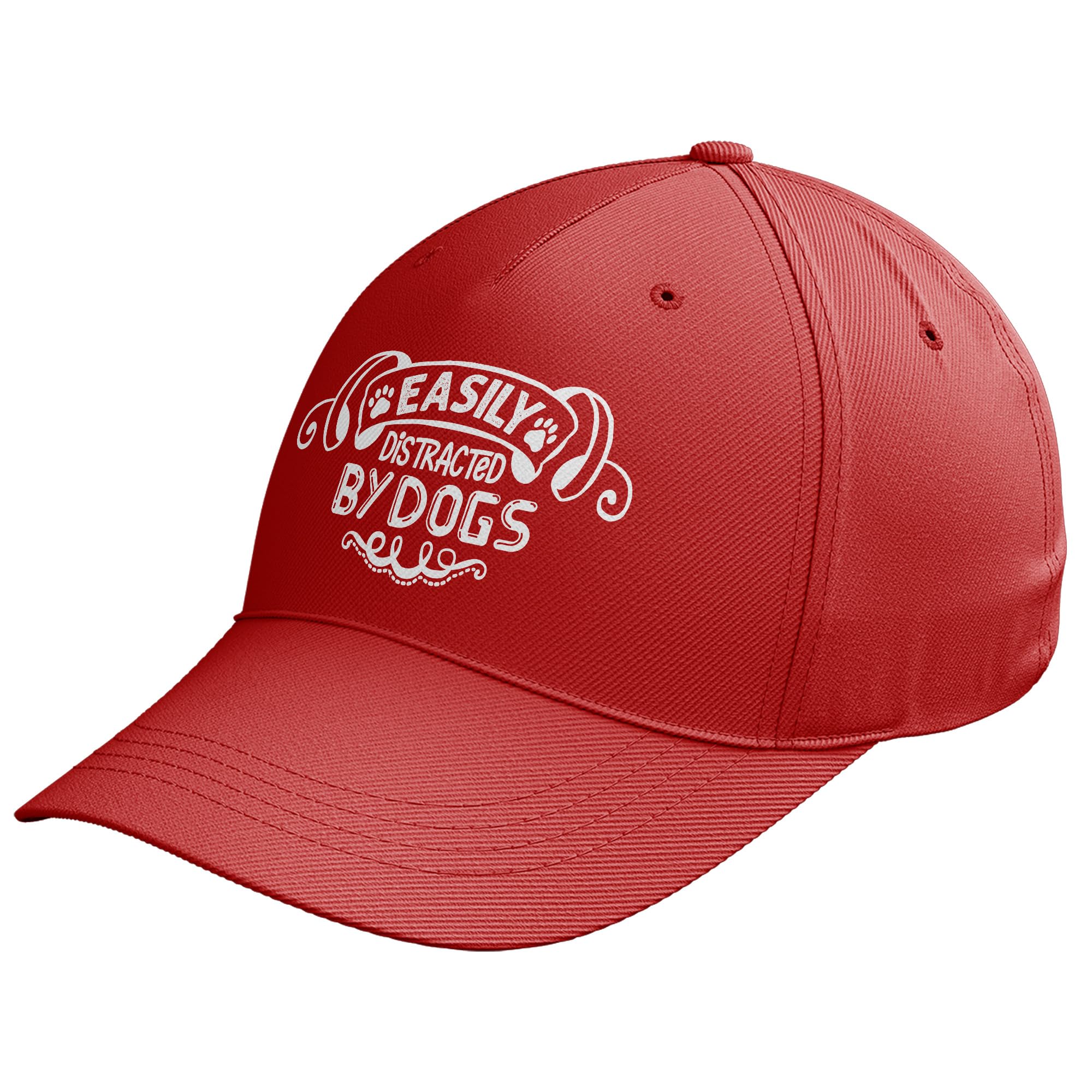 Purple Print House Funny Easily Distracted by Dogs Baseball Cap Puppy Dog Paws Women Gifts Hat, One Size, Red