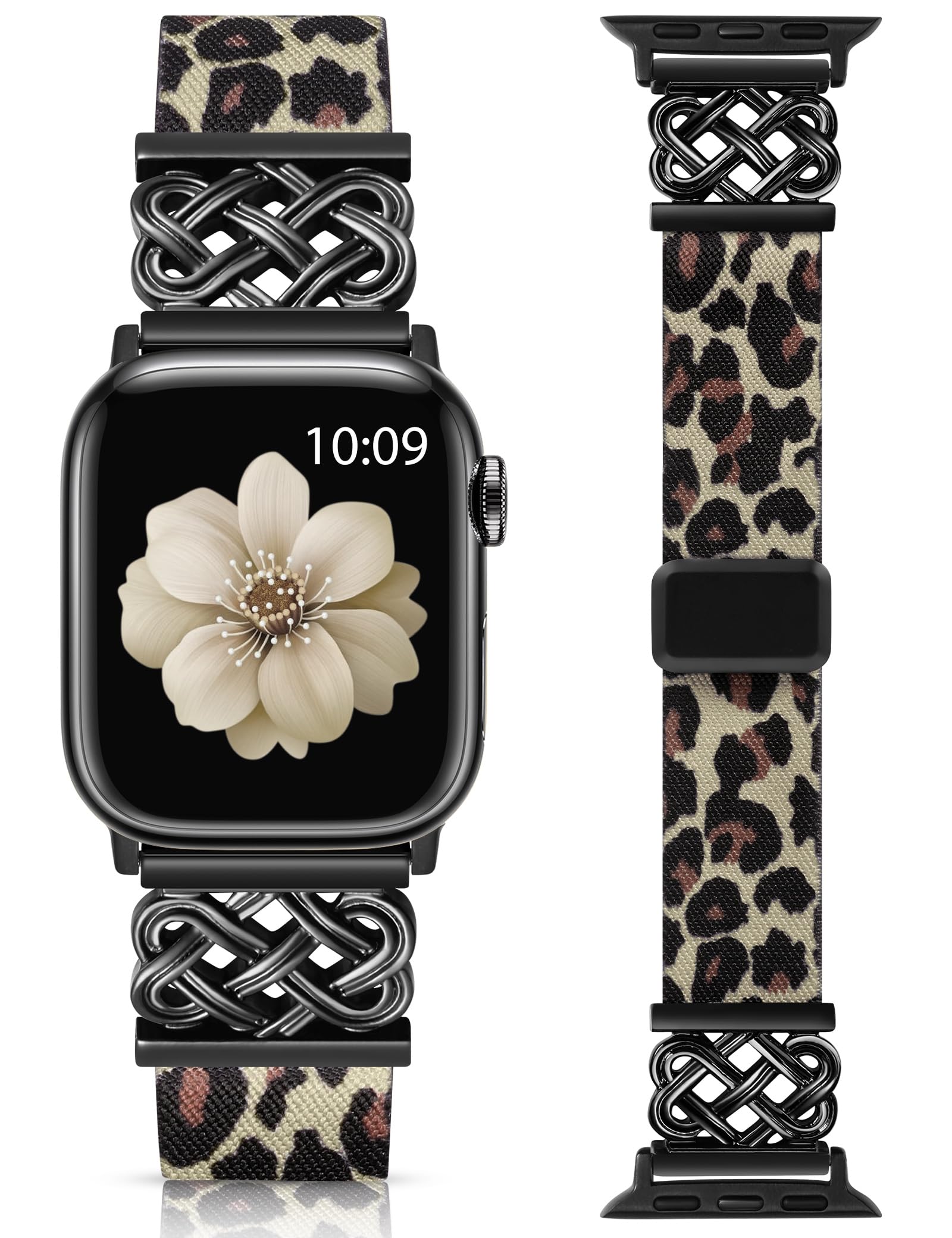 Minyee Magnetic Stretchy Band Compatible with Apple Watch Bands 38/40/41/42/44/45/46/49mm Women Men, Celtic Knot Soft Elastic Nylon Fabric Strap for iWatch Series 11 10 9 8 7 6 5 4 SE/Ultra 3 2 1 — view 23