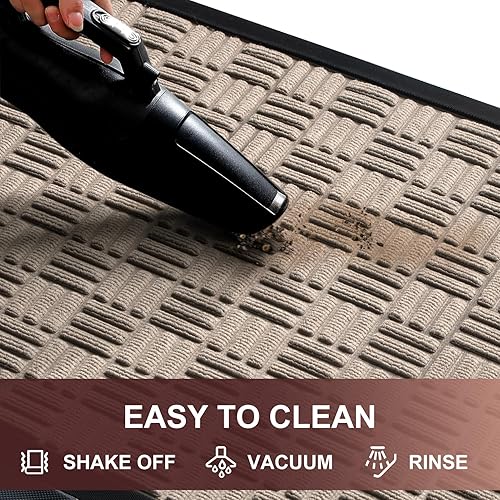 Miniatura 175 de Mibao Tapete para puerta delantera, resistente y duradero, tapete de bienvenida para interiores y exteriores, atrapador de suciedad, impermeable