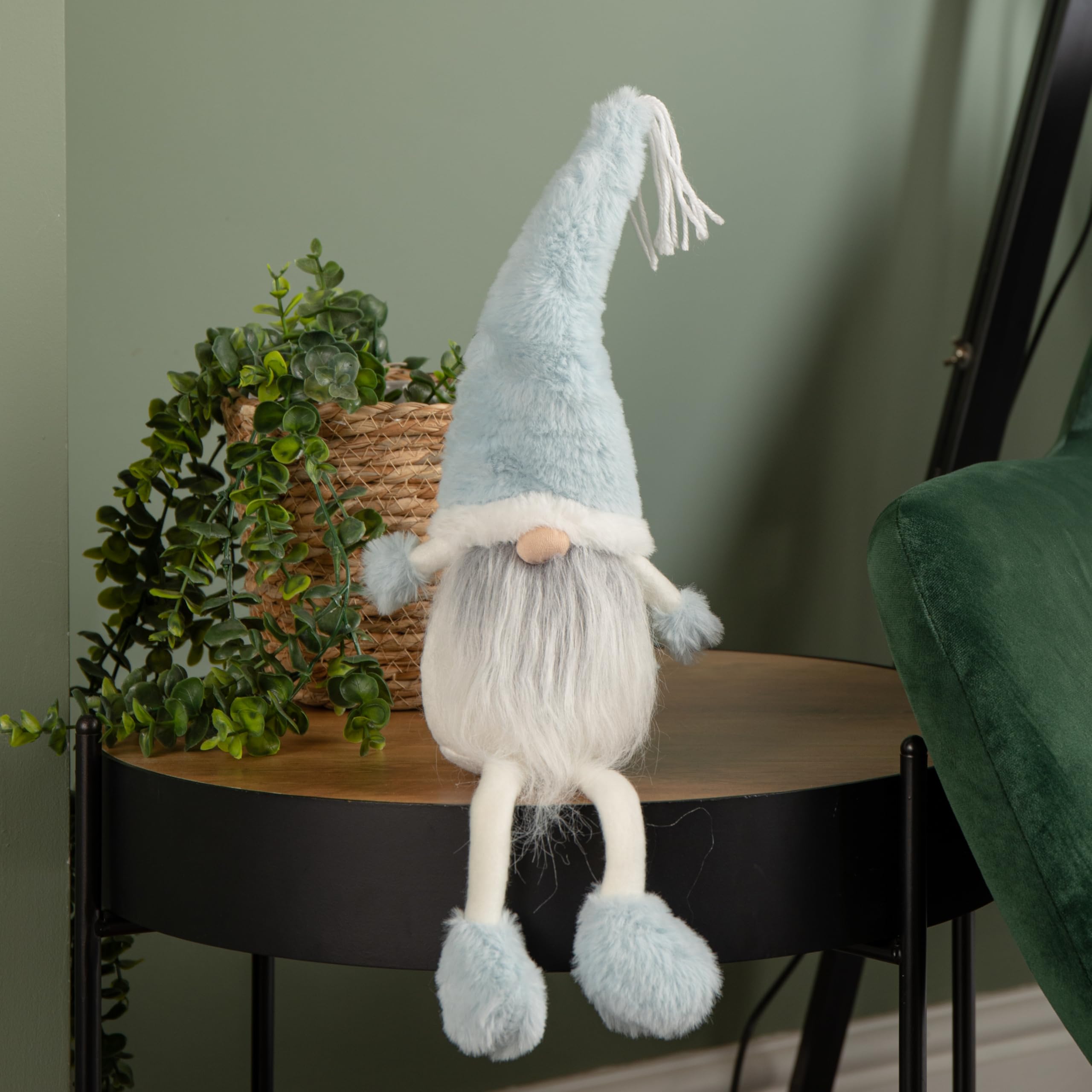 Blue 48Cm Pastel Plush Sitting Christmas Gonk With Dangly Legs Decoration