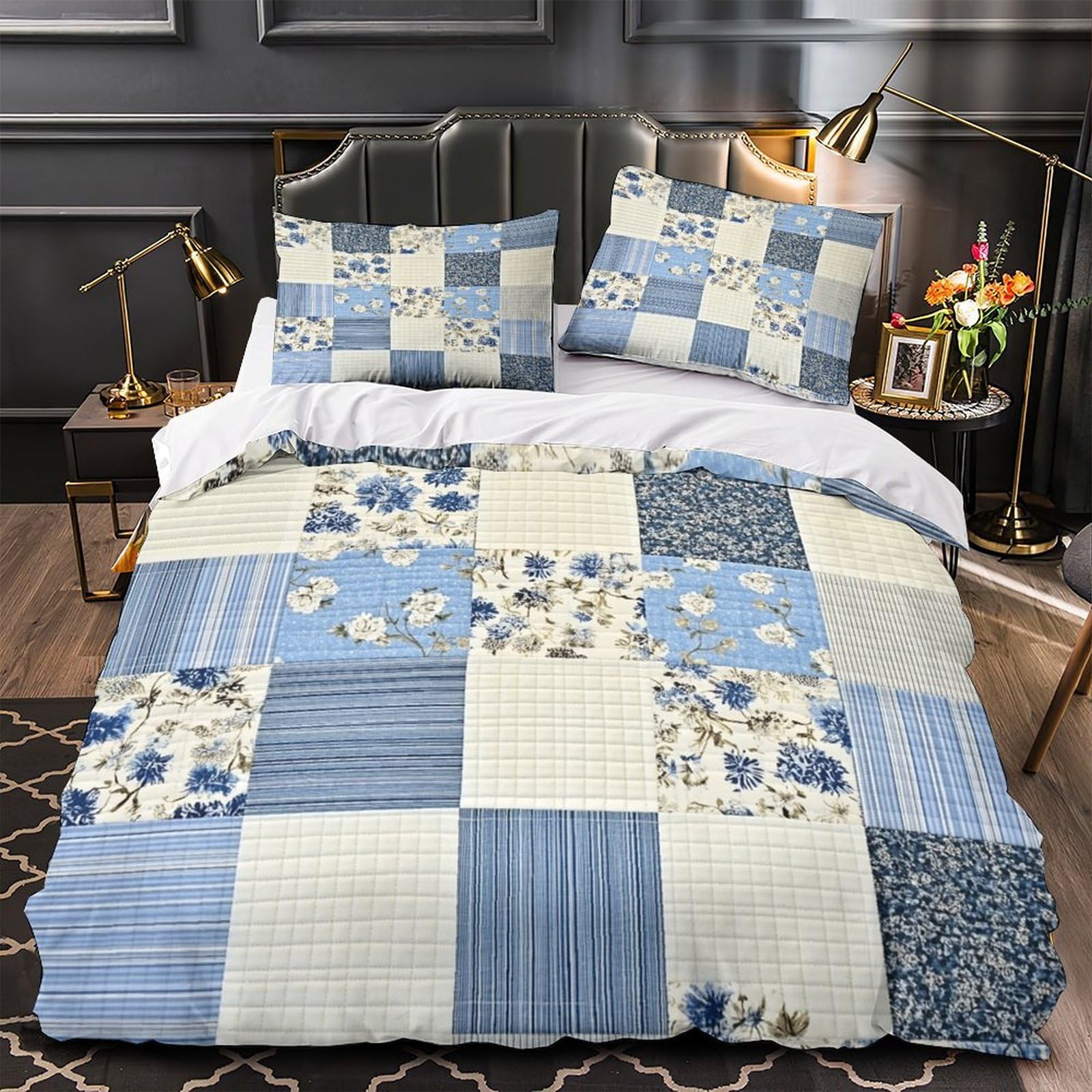 Drap de couette 200x200cm résistant bleu en microfibre pour lit double