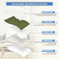Vista 127 de KING MOUNTAIN Parche de reparación de lona de 9 x 11 pulgadas, 2 piezas, parche de tela impermeable autoadhesivo para sofás, tiendas de campaña