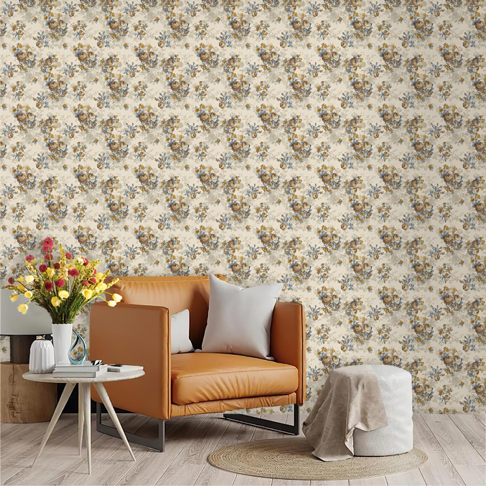 Zahhyg Brown/Blue Wallpaper Peel And Stick Self Adhesive Wallpaper For Living Room Waterproof Vinyl, Art Deco Thicken Sticky Back Plastic Removable