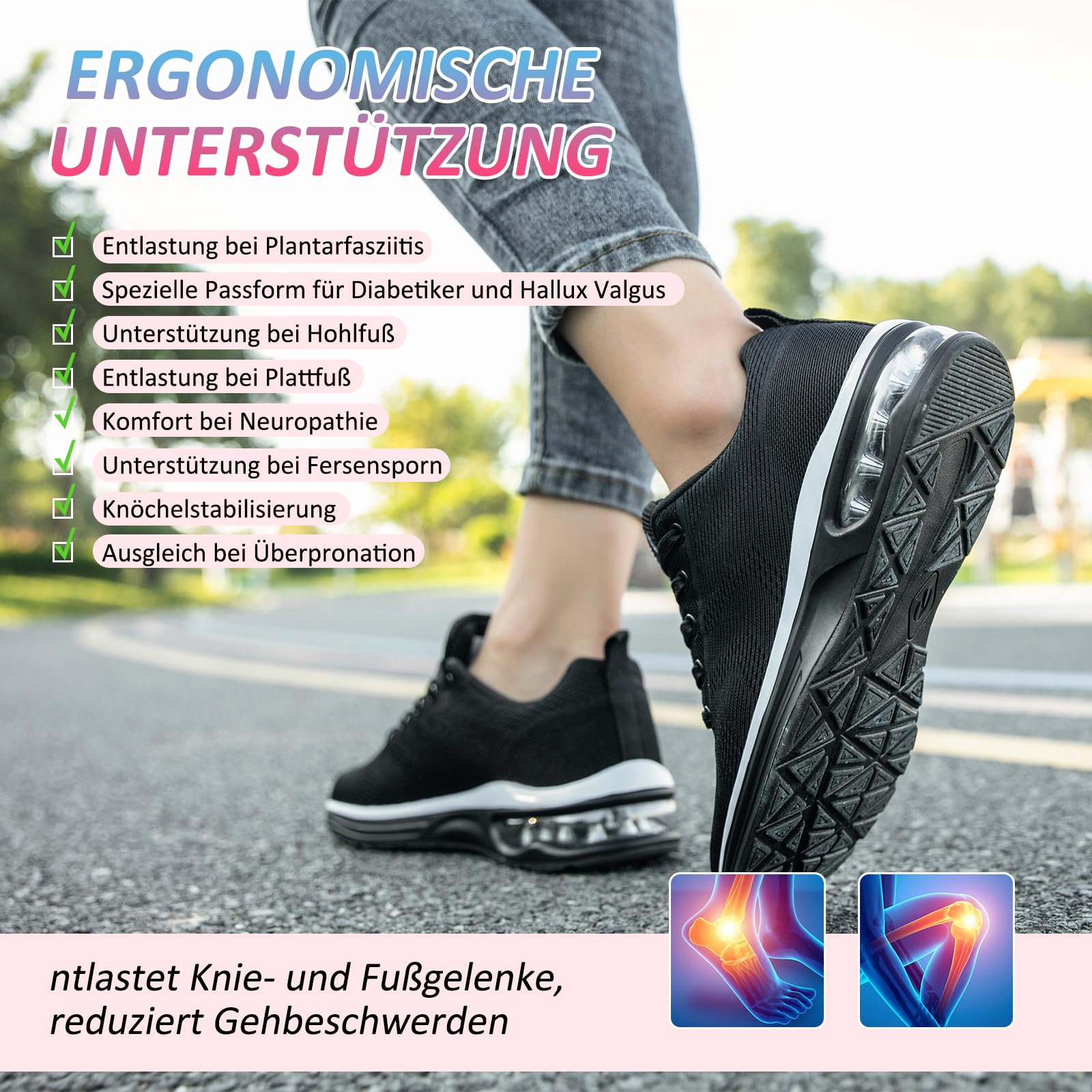 Scarpe Running Donna Sneakers Leggere con Cuscino D’Aria Ammortizzante Scarpe Sportive Traspiranti Antiscivolo per Jogging Camminata E Palestra