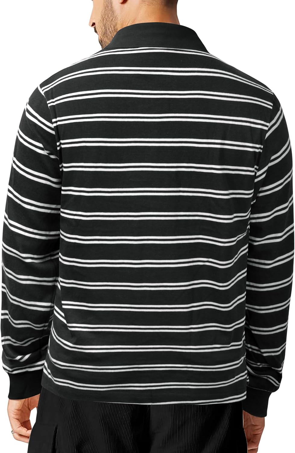 TAPULCO Mens Classic Fit Striped Polo Shirts Long&Short Sleeve Casual Collared Sports Daily T-Shirts for Everyday Wear - Image 4