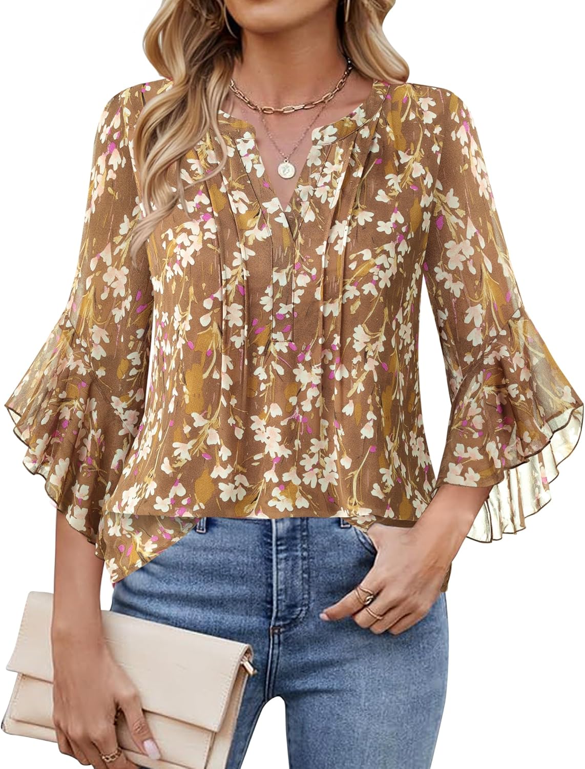 Timeson Women's 3/4 Sleeve Dressy Casual Top - Image 2