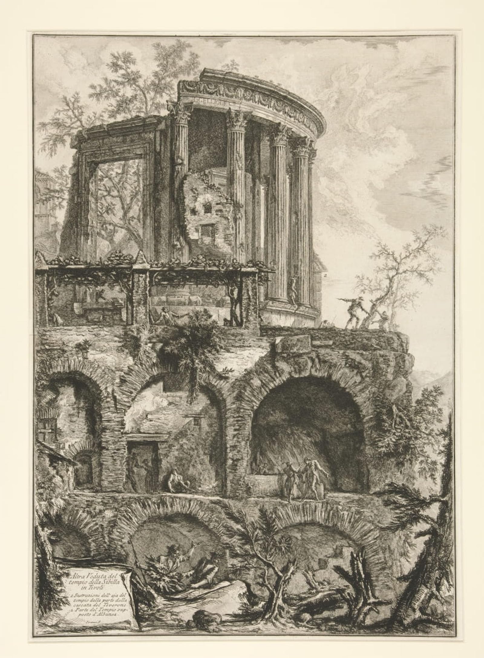 SERENDIPITP Vintage Picture Print on Canvas Wall Art Poster Altra Veduta Del Tempioa Sibilla in Tivoli by Battista Piranesi Artwork Print Poster for Wall Decor 60x90cm
