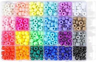 24 Colors Pony Beads for Bracelets, 6x9mm Large Plastic Pony Beads Set Kandi Beads Friendship Bracelet Making Kit for DIY Crafts and Jewelry Making (400pcs)