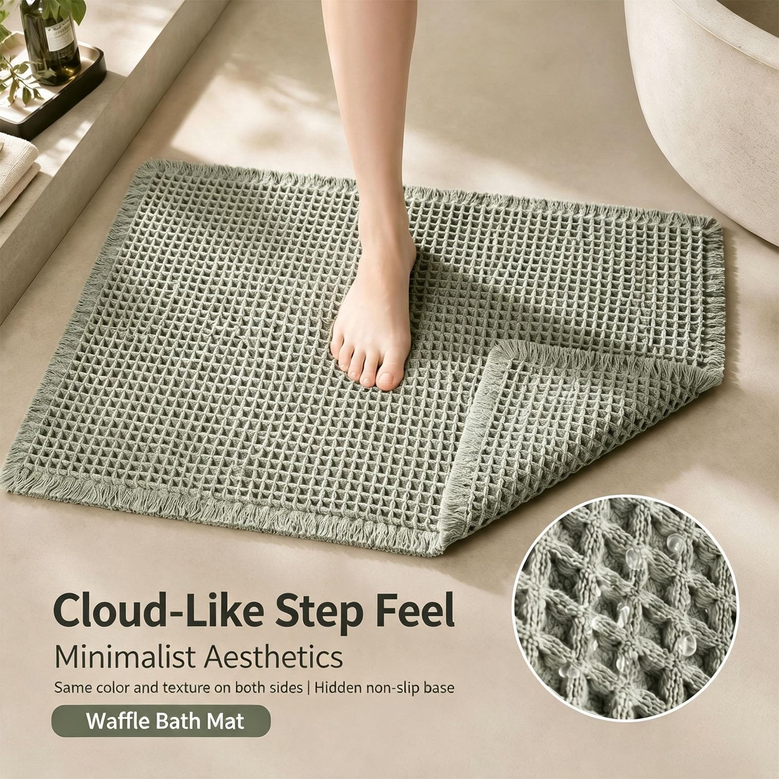 Tapis Absorbant Salle De Bain, Conception De Bord à Glands, Polyester