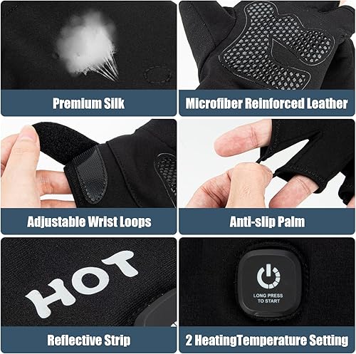 Miniatura 7 de Heated Gloves for Men Women, Rechargeable Full & Half Hands Electric Gloves Heated Fingerless Touchscreen Gloves Heated Winter Hand Warmer for Work