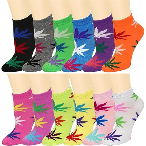Falari 12 Pairs Women Novelty Ankle Socks Colorful ComfortSoft Lightweight Sports Athletic Socks