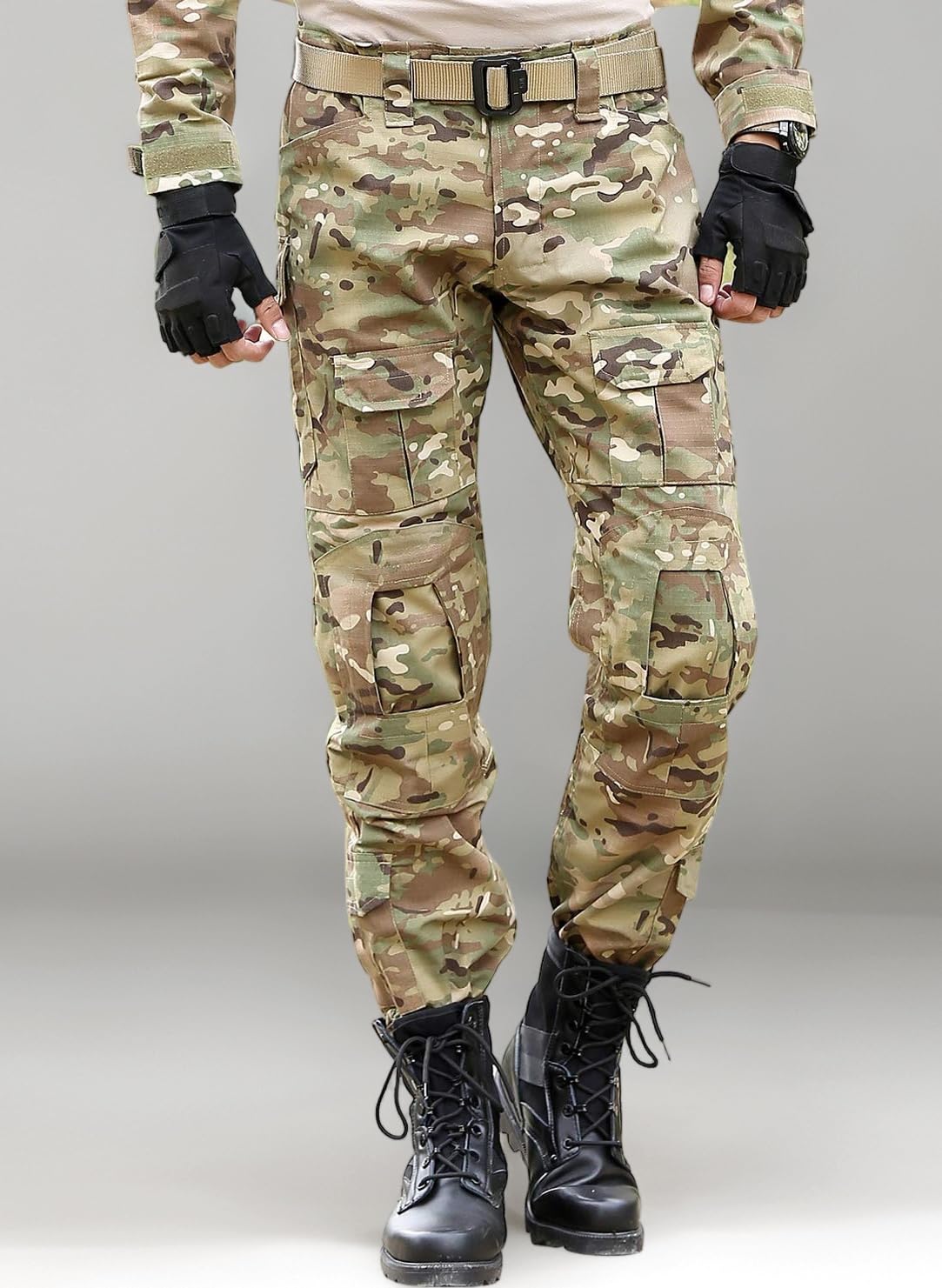 BWBIKE Men's Military Tactical Trousers with Knee Pads Combat Work Pants Outdoor Multi-Pocket Cargo Trousers