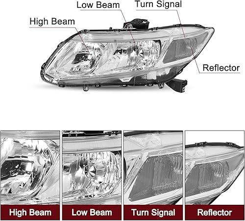 Miniatura 10 de JSBOYAT Conjunto de faros delanteros para Honda Civic 4Dr Sedan 2012-2015  Honda Civic 2Dr Coupe 2012-2013, lado del conductor y del pasajero