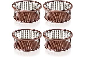 Chic & Organized: 4-Pack Rose Gold Mesh Paper Clip Holders