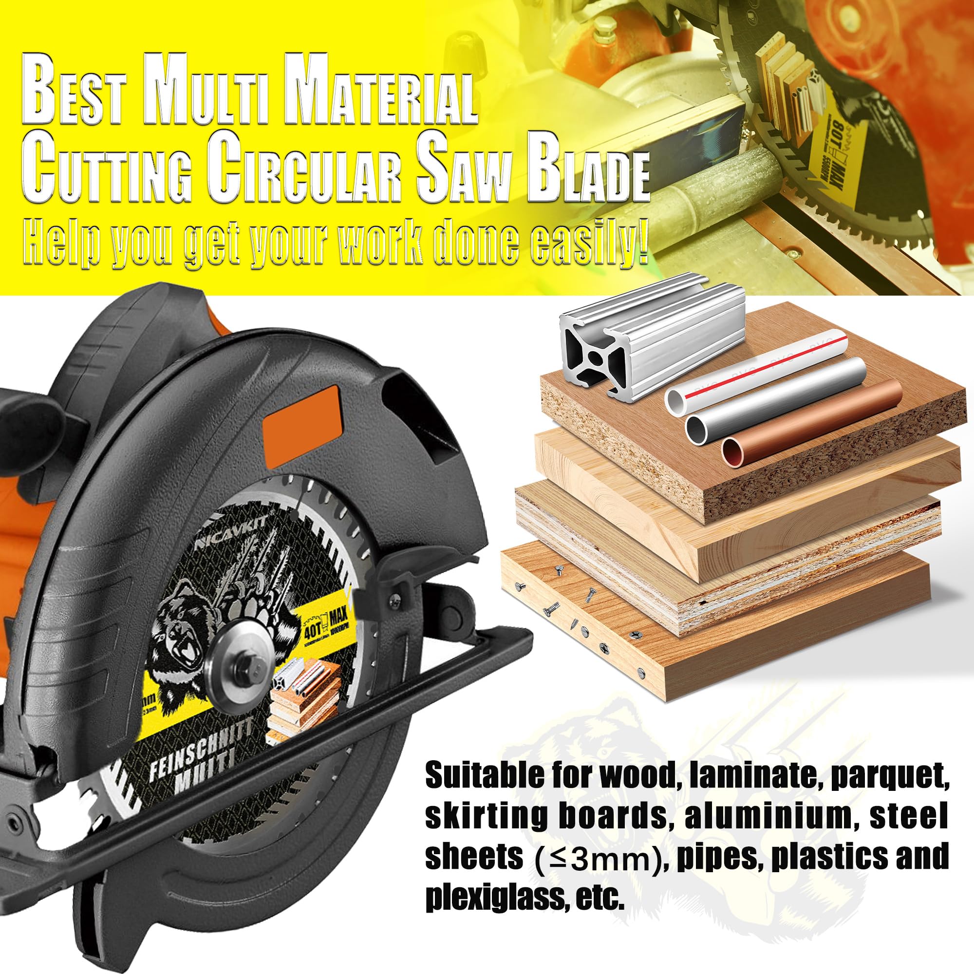 Hoja de sierra circular de 125 x 22.23 mm de diámetro para madera, metal y aluminio, etc. Disco de Corte multimaterial 125 x 22.23 mm, compatible con Bosch, Makita y Dewalt, etc.
