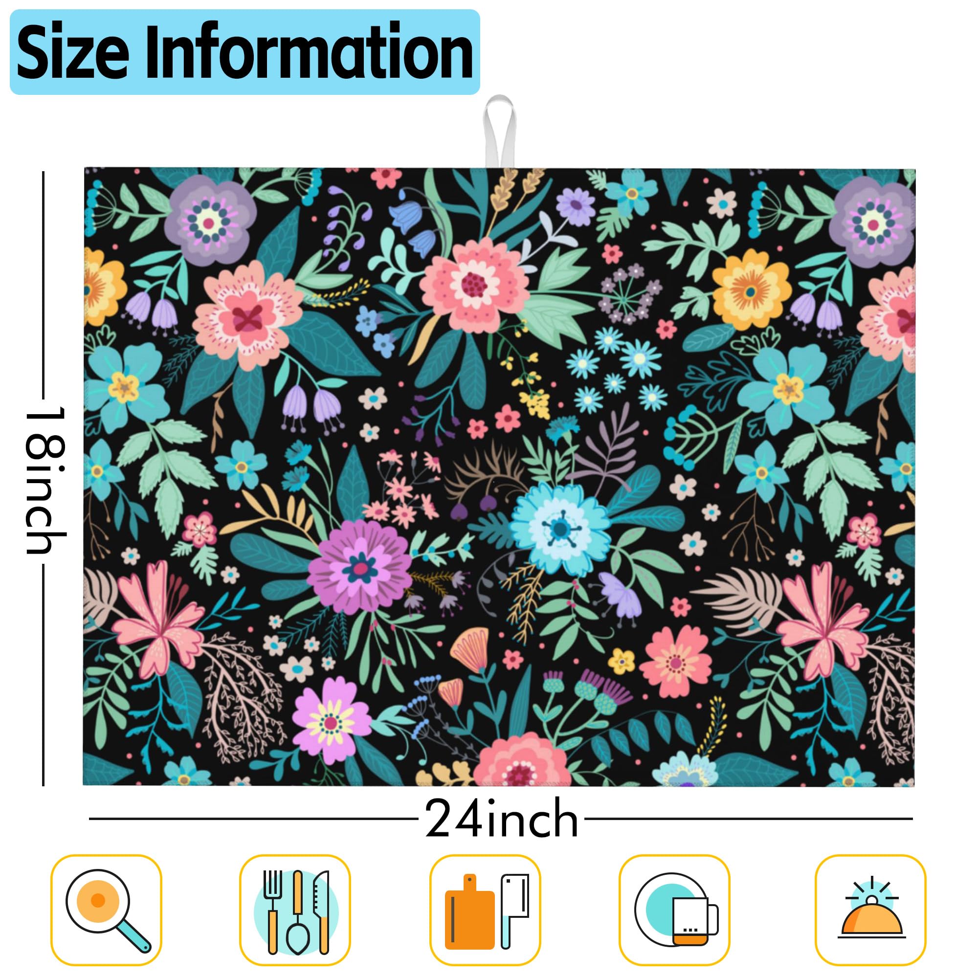 Large Dish Drying Mat for Kitchen Counter,18