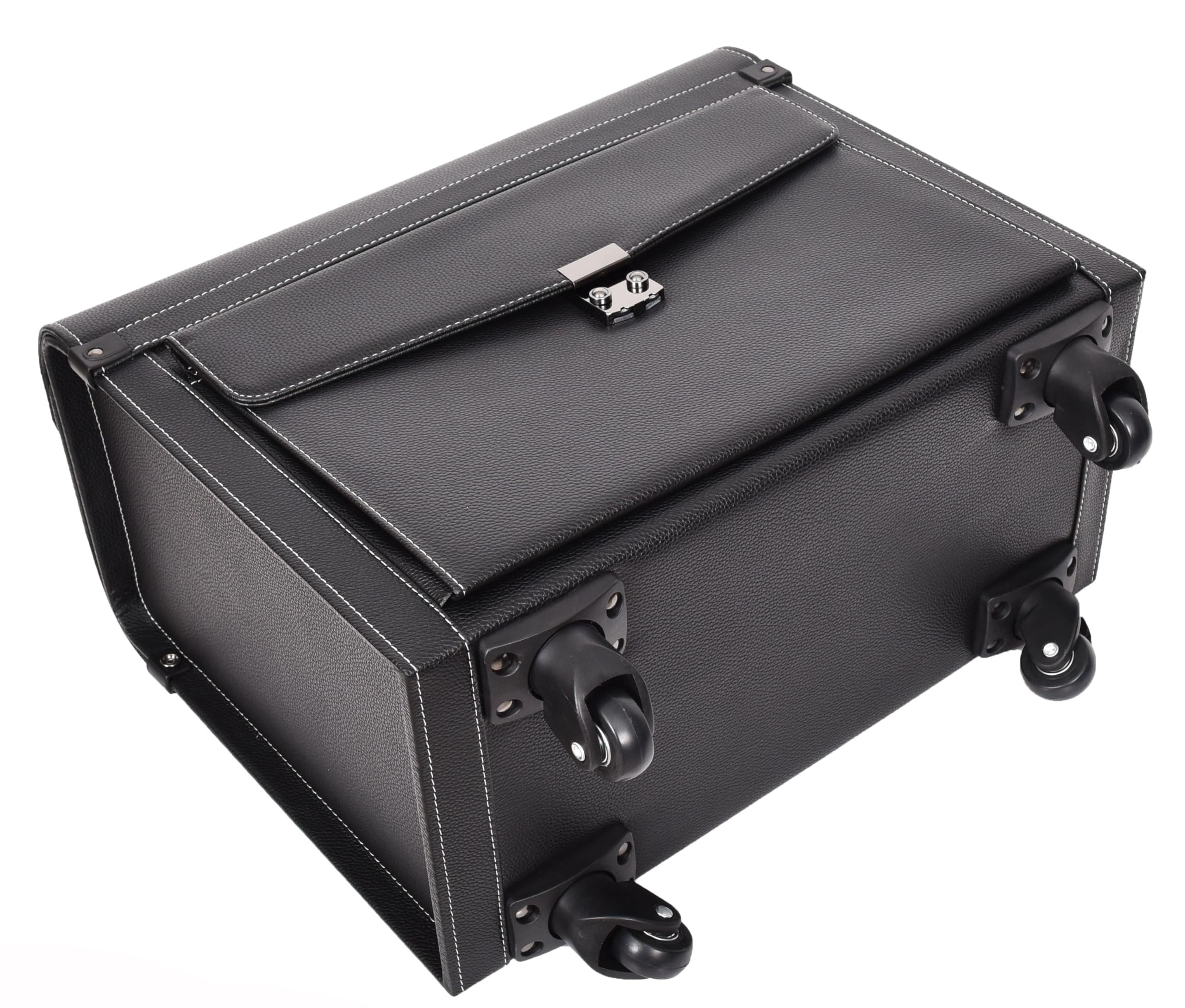 A1 FASHION GOODS Valise à roulettes en simili cuir, 4 roues, taille cabine double verrouillage, sac de voyage d'affaires Aero, Noir , L, Pilot Case Grande mallette de cabine