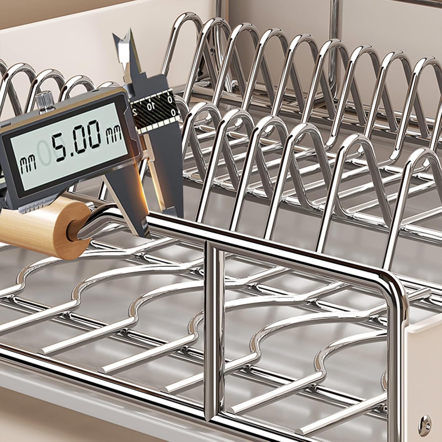 Pull Out Dish Racks Fixed,Dish Drying Rack with Drainboard & Adhesive Film,Heavy Duty Slide Out Pantry Drawers for Kitchen, Living Room