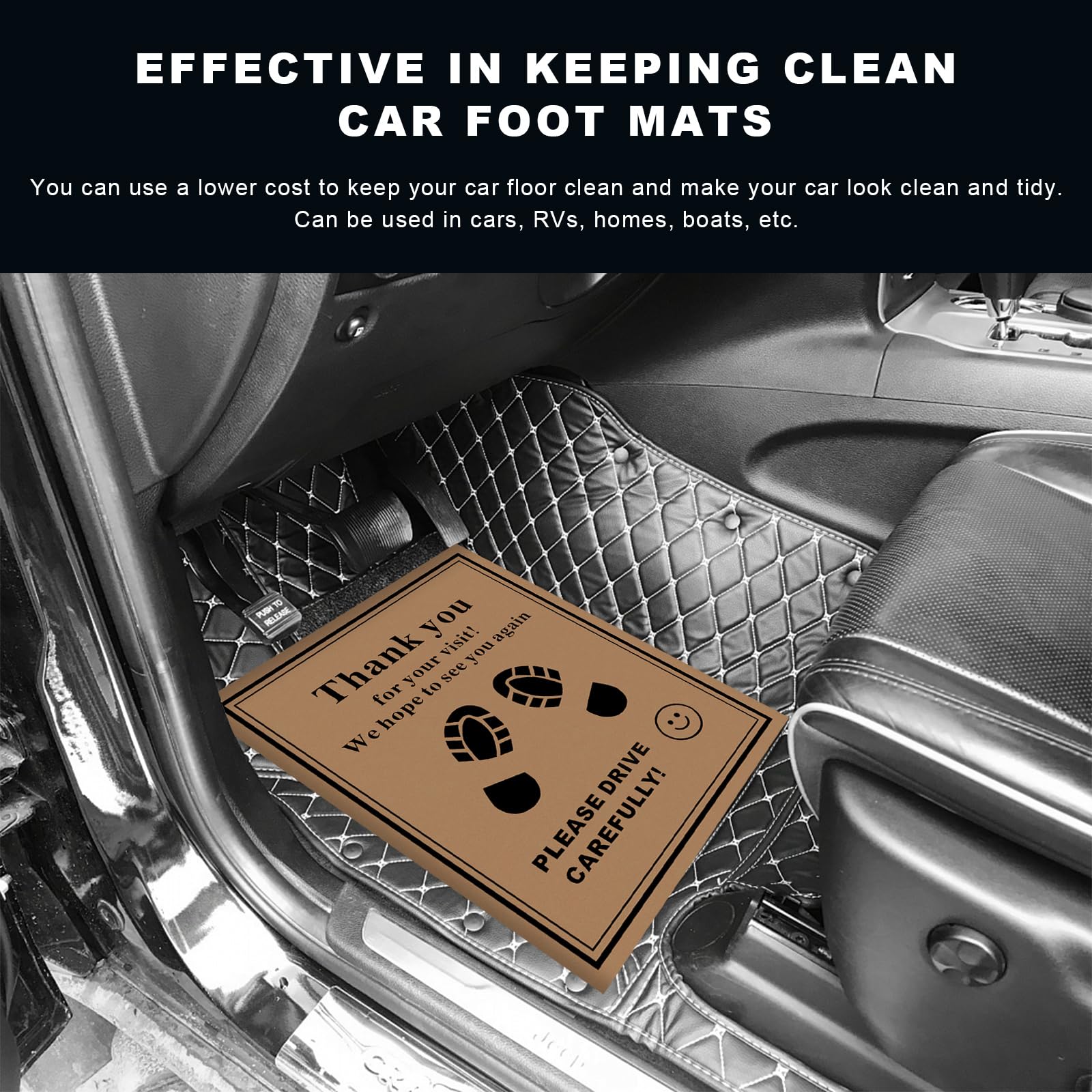 YTFRL 50 PCS Car Paper Floor Mats 16 x 20 Inch Disposable Car Floor Protector with Shoe Print — view 4