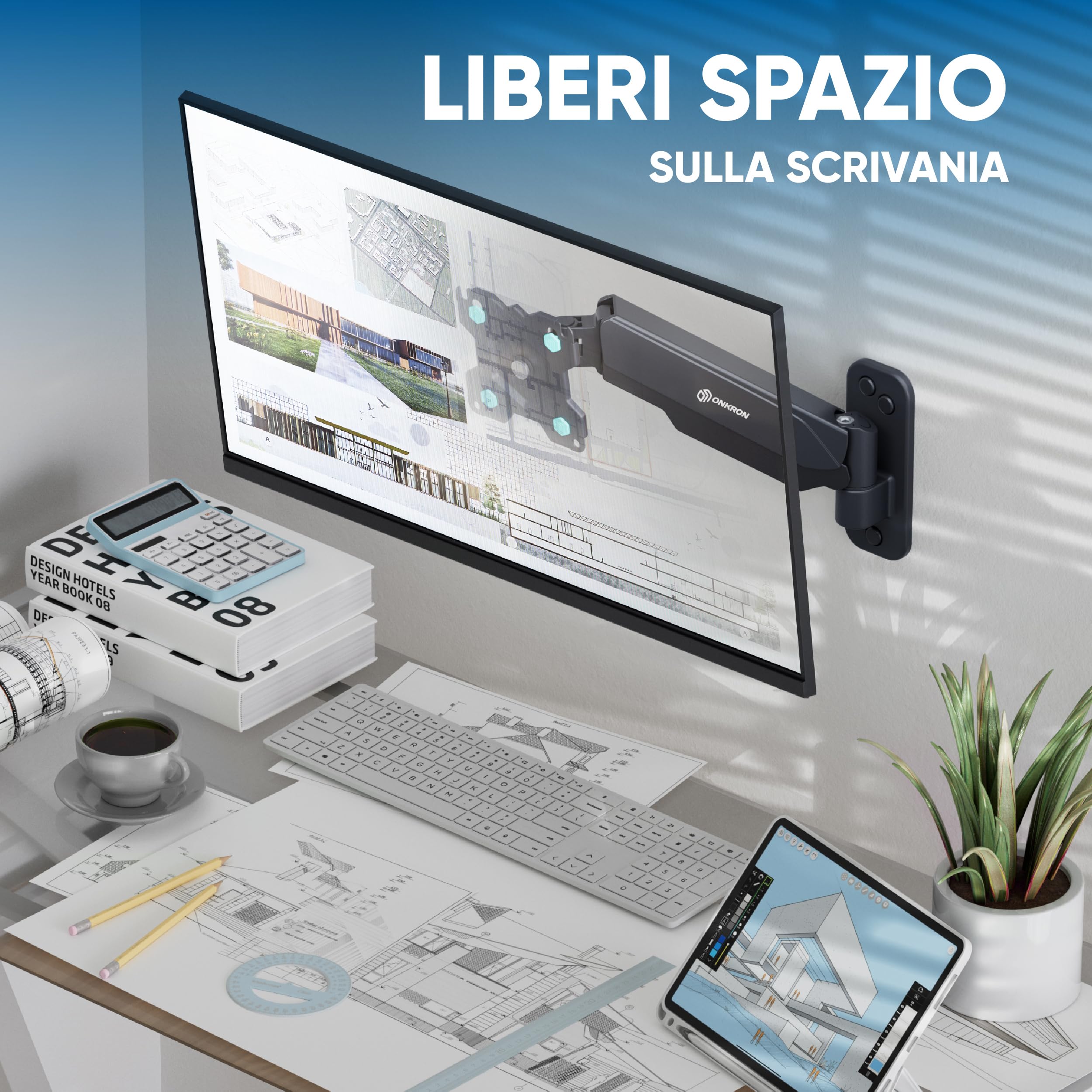 ONKRON Braccio per TV da 13 a 34 pollici - Supporto a Muro per TV Universale con Peso fino a 8 kg - Staffa Televisore con VESA 75x75 e 100x100 mm/Porta TV Girevole, Inclinabile e Rotativo G120-B Nero