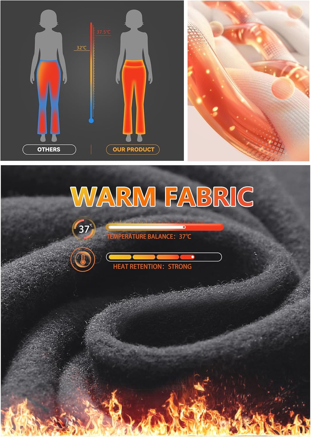 Heathyoga Fleece Lined Pants Women Yoga Pants with Pockets for Women Thermal Pants High Waist Flare Leggings for Winter - Image 3