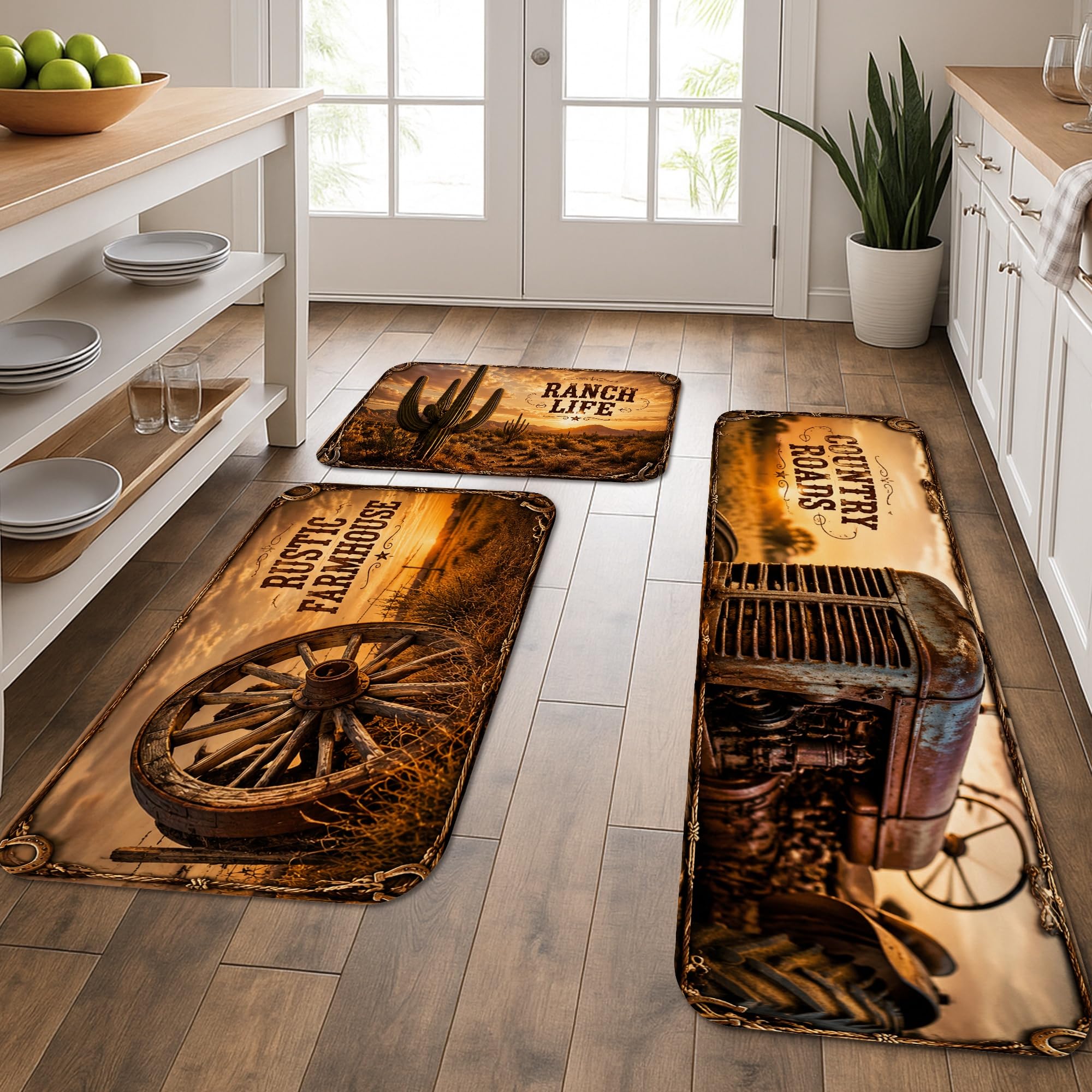 Tapis de cuisine confort lot de 3 tapis anti-fatigue lavables pour sol et évier