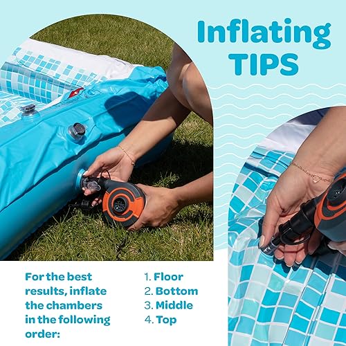 Vista 15 de Inflable para niños y adultos de 90 x 60 pulgadas (7.5 x 5 pies) con suelo acolchado suave, asas y drenaje, piscina para niños, piscina grande