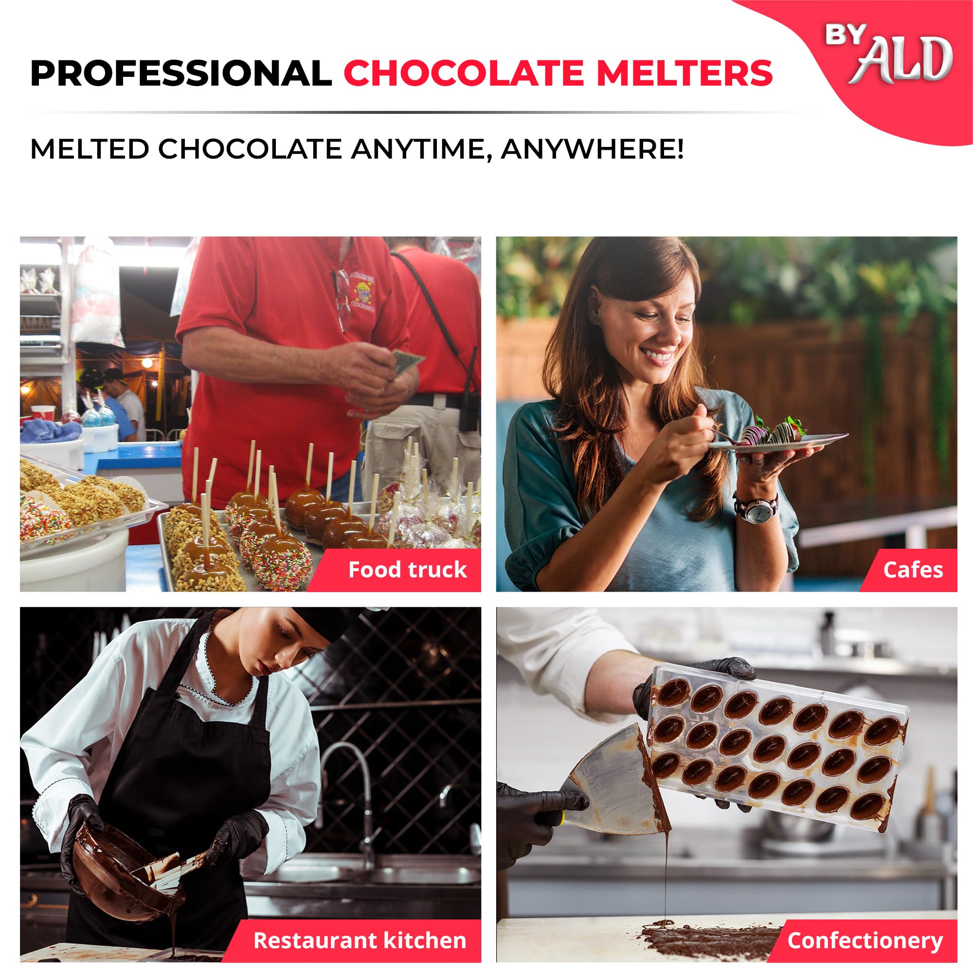 ALDKitchen Chocolate Melter Electric Chocolate Warmer with Temperature Control Stainless Steel 110V Commercial Grade Easy to Use for Candy Baking and Dessert Making 1.2 kg product thumbnail 7