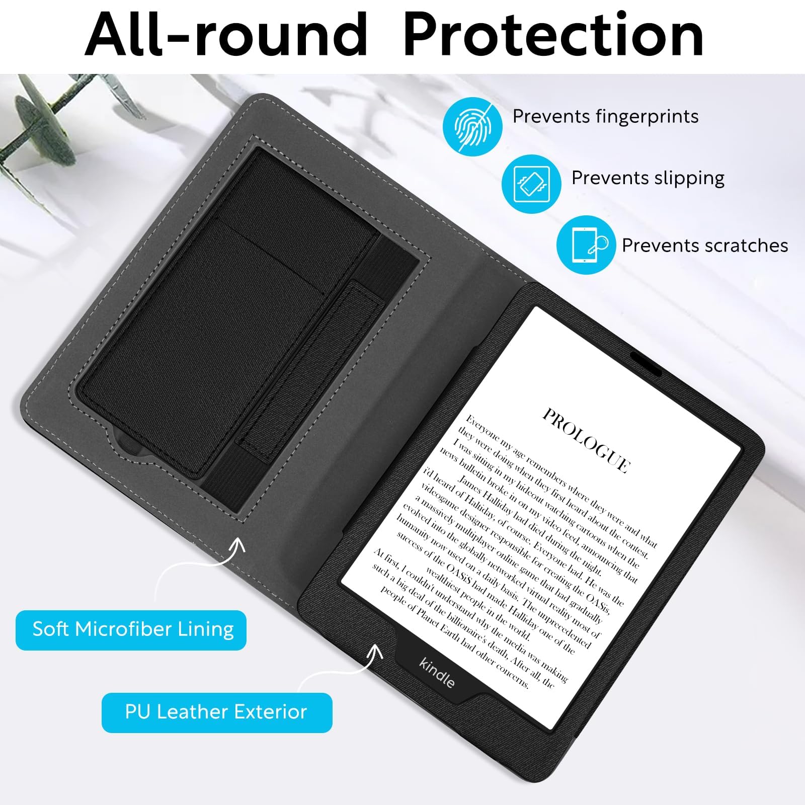TXWLLIU Funda para 7 Pulgadas Kindle Paperwhite 12ª Generación 2024 y Kindle Colorsoft Signature Edition 2024, funda protectora con soporte y correa para la muñeca, sueño / activación automática — view 3