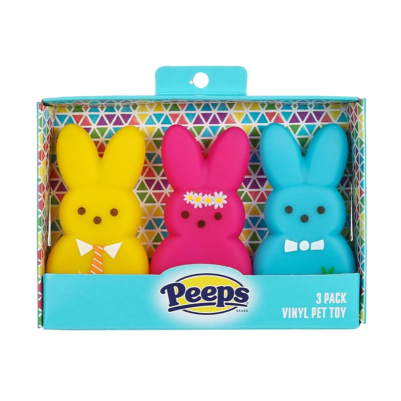 Brinquedo para cães com apito Peeps Dress-Up Bunnies em vinil Warner Bros, 3 unidades de 10,16 cm