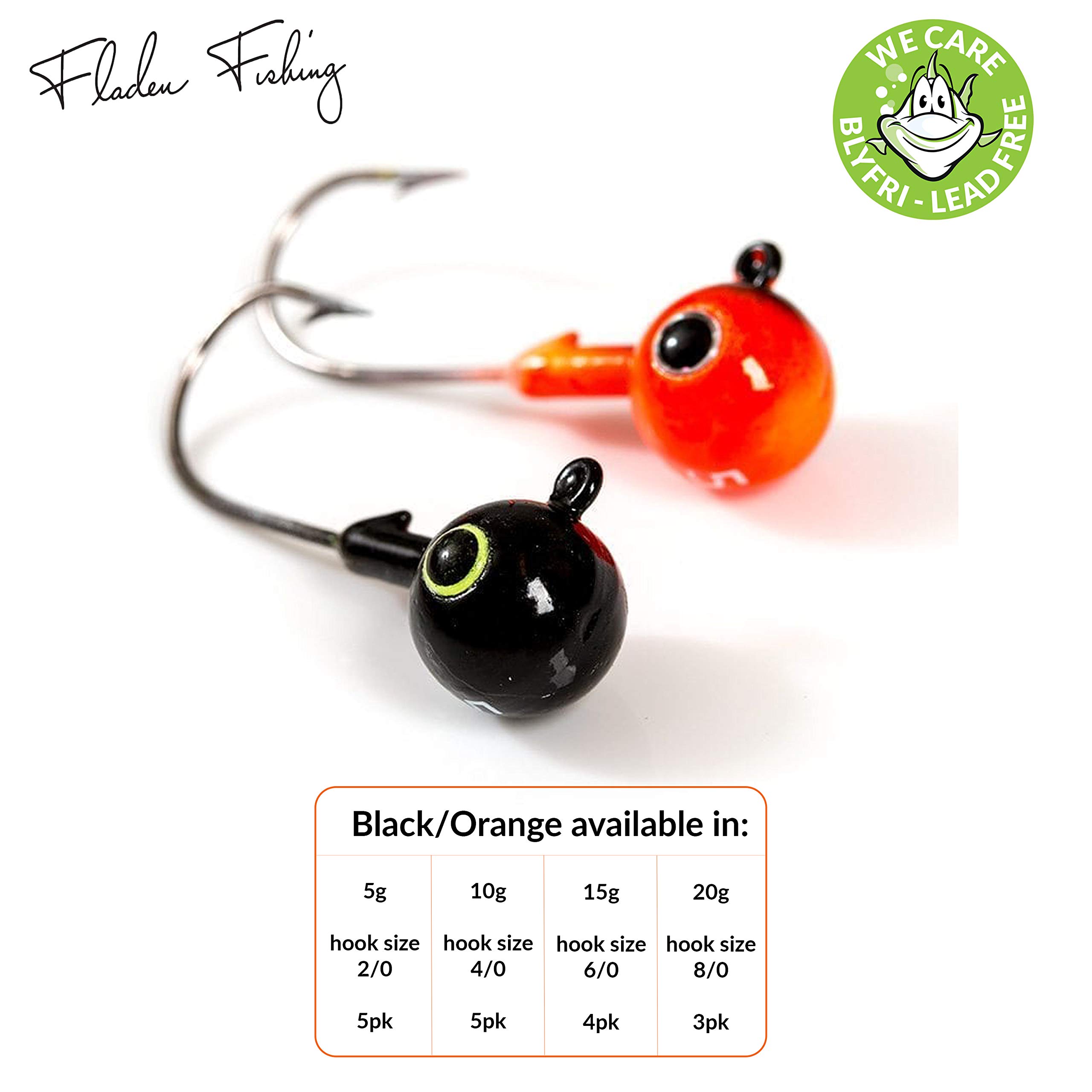 FLADEN Fishing, Assorted Multi Coloured Non-Toxic Ball Jigheads, Perfect for predator fishing with soft bodied lures (5 Pack - Image 3