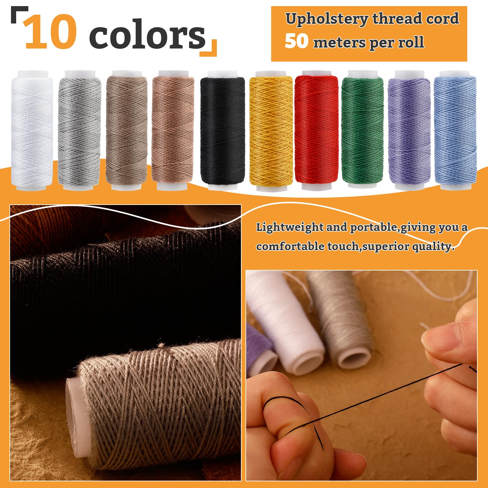 Kit De Couture Pour Le Cuir - Outils De Travail Du Cuir Pour Débutants Et Pros - Comprend Fil Ciré, Aiguilles, Poinçons, Dé à Coudre, Etc.