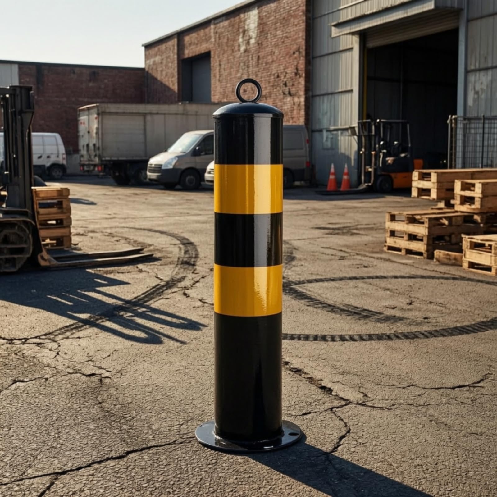 Borne Sécurité Autoportante Sécurisé, Modèle Fixe Renforcé, Acier, Hauteur 50 Cm, Épaisseur 0,8 Mm, avec Vis, 50 Cm