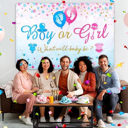 Miniatura 4 de Fondo de revelación de género, 6 x 4 pies, para niños o niñas, baby shower, decoración de fiesta de revelación de género, decoración de fiesta de