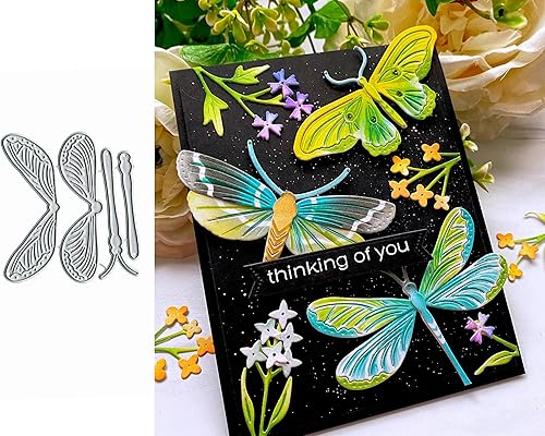 Troqueles de metal de hoja de libélula para hacer tarjetas, hojas de flores de primavera, plantillas de corte de tarjetas de libélula, plantillas de